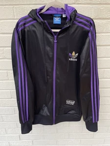 ADIDAS Jacket Mens Black Large Track Originals Firebird Chile 62 Hoodie Wet SST - Picture 1 of 7