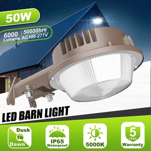 50W LED Barn Light Dusk to Dawn with Photocell Outdoor Garden Yard Lighting 120V - Picture 1 of 15