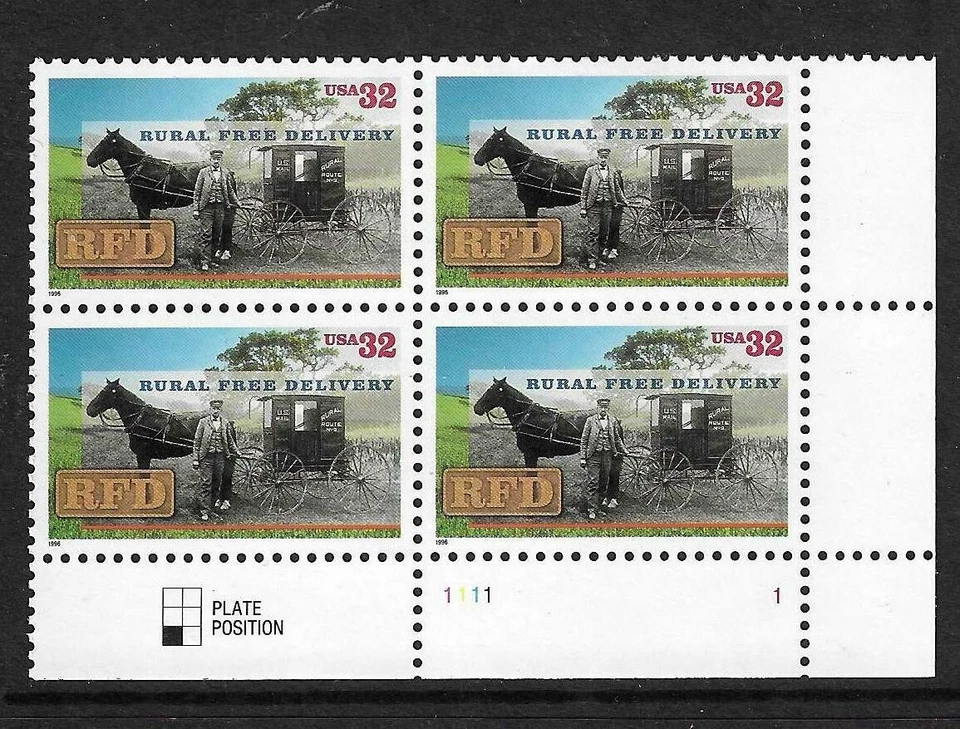 USA SC # 3090 Rural Free Delivery .  BLK4 / Plate . MNH - Image 1 of 1