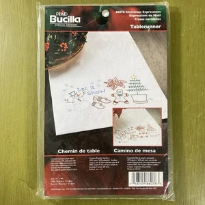 Bucilla Christmas Expressions Stamped Embroidery Tablerunner 14x44" Let It Snow - Picture 1 of 4