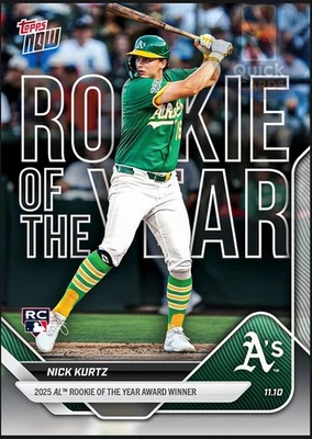Nick Kurtz Rookie OTY Athletics MLB - 2025 MLB Topps NOW® - Tarjeta OS-2 *PREVENTA* Foto 1 de 2