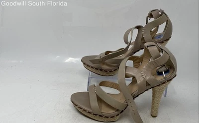 Via Spiga Womens Beige Leather Espadrille Platform Strappy Sandals Size 6.5M - Image 1 of 4