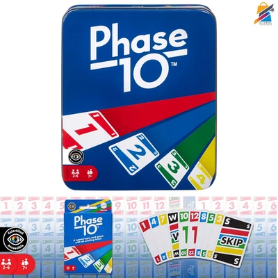 Juego de cartas fase 10 lata, baraja a ciegas a color, diversión de viaje familiar para todas las edades Foto 1 de 4