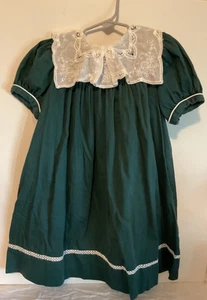 Dark green Vintage girls dress 4T- Lavender Blue heirloom - Picture 1 of 3