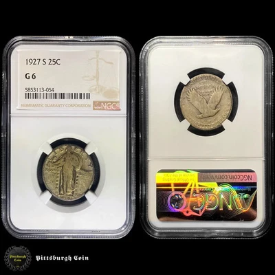1927-S 25C Standing Liberty Quarter Key Date NGC G06 - Image 1 of 2