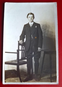 Unposted Vintage B&W RP Postcard - Young Boy #20 - Picture 1 of 2