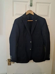 Hackett Navy Blue Flannel Blazer Jacket 42 Short Wool Loro Piana Savile Row.. - Picture 1 of 15