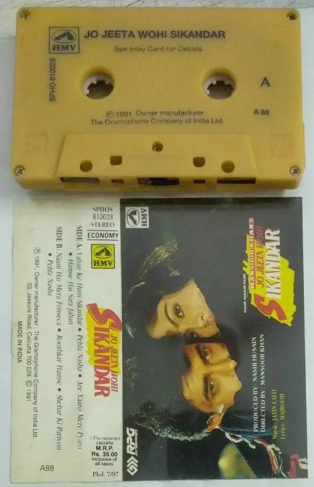 Jo Jeeta Wohi SIKANDAR- Jatin Lalit Bollywood Soundtrack (Audio Cassette, 1991) - Image 1 of 1
