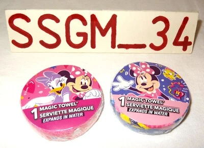 DISNEY JR. MINNIE Lot of 2 11"x11" Expand In Water Magic Towels (100% Cotton) - Image 1 of 3