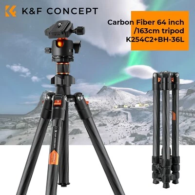 K&F Concept 64" Carbon Fiber Camera Tripod 360° Ball Head Arca-Swiss 8kg Load - image 1 of 4