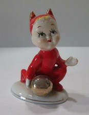 Vintage Red Ceramic Porcelain Elf Christmas Figure Figurine