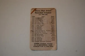 1946-47 Hanna Indiana High School Basketball Schedule - Gibson's Advertisement - Picture 1 of 2