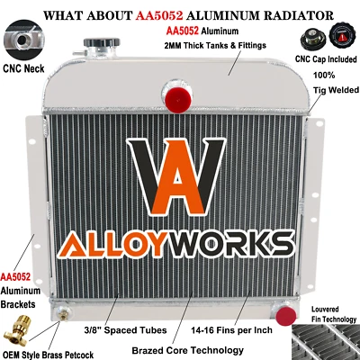 Radiador de aluminio de 3 filas para autos Plymouth Special Deluxe Suburban P15 1941-1952 Foto 1 de 4