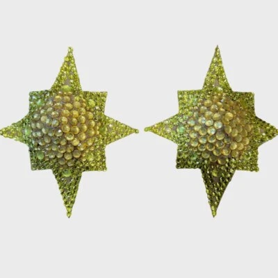 Pasteles de estrás acrílico Starburst amarillos hechos a mano en un tamaño de 2 3/4" Foto 1 de 4