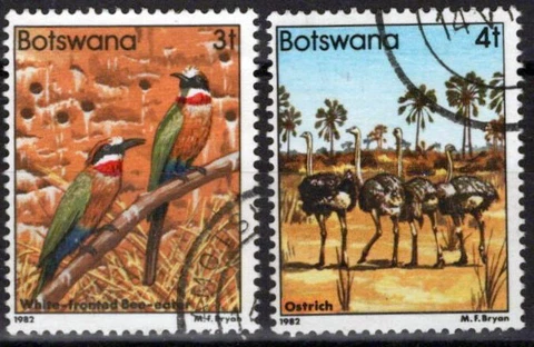 ZAYIX Botswana 305-306 Used Birds Wildlife Nature Ostriches Gulls 062723S97 Cover