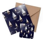1 x Greeting Card & Coaster Set - Blue Sea Ocean Sailing Ships Boat #12324
