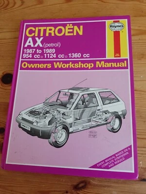 Haynes CITROEN AX 1.0 1.1 1.4 PETROL (INCL GT) 1987-89 OWNER WORKSHOP MANUAL - Image 1 of 2