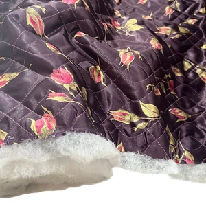 Quilted Printed Fabric Clothing Dress Lining Padded Warm Jackets Crafts 147cm - Picture 1 of 60