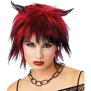 Devilish Shag Wig -  Black/Red - One Size - Adult Wig - Costume Accessory - Picture 1 of 2