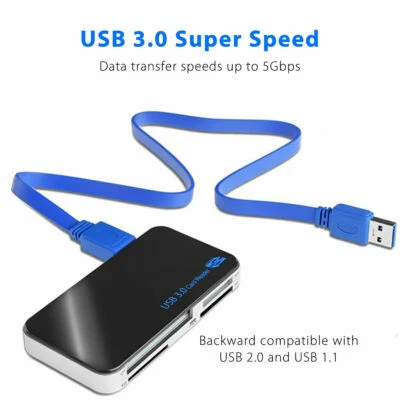 USB 3.0 All in 1 Compact Flash Multi Card Reader 5gbps CF Adapter Micro XD SD MS - Image 1 of 4