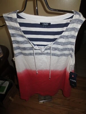 Women's Chaps Red/white/Blue Anchor Way Tank Top Size XL NWT $49.00 - Imagem 1 de 3