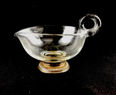 Vintage Frank M. Whiting Elegant Glass Creamer Snail Handle Sterling Silver U11 - Image 1 of 4