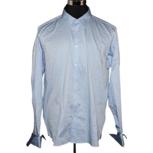 NWT Ted Baker London 17.5 Blue French Cuff Paisley Collar Office Dress Shirt - Picture 1 of 8
