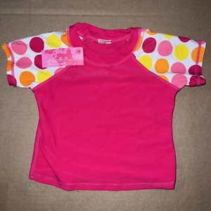 Xhilaration Girls Swim Top Shirt Short Sleeve Pink Polka Dots Size XS 4/5 Nwt - Picture 1 of 1