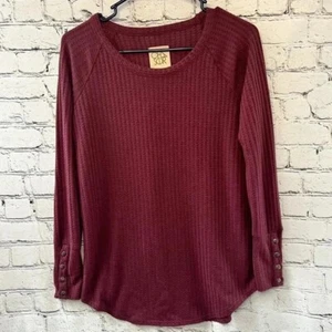 Camiseta básica Chaser borgoña manga larga tejido gofre talla pequeña - Imagen 1 de 6