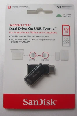 SanDisk Ultra Dual Drive Go USB Type-C 128gb High Speed USB 3.2 Gen 1  400MB/s - Image 1 of 4
