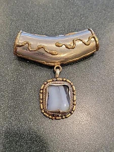 VINTAGE STERLING SILVER STONE SLIDER PENDANT India #2 - Picture 1 of 9