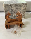 Vintage Handcrafted Carved Wood Black Forest Bears Playing Soccer Game