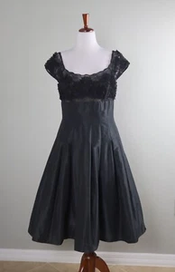 TERI JON Rickie Freeman $560 Taffeta Ruffle Lace A-Line Evening Dress Size 12 - Picture 1 of 6