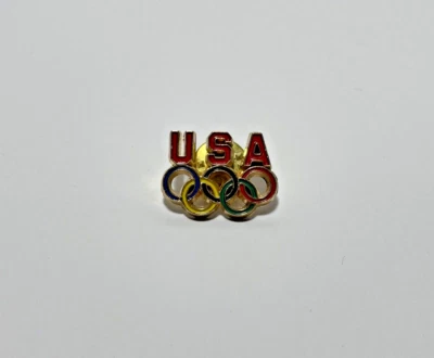 Винтажные олимпийские кольца США логотип радужная эмаль шляпа/лацкан коллекционная булавка 1 дюйм - Изображение 1 из 3