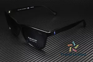 POLO PH4167 500180 Pillow Shiny Black Dark Blue 56 mm Men's Sunglasses - Picture 1 of 6