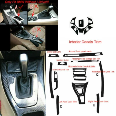 Calcomanía de control central interior envoltura de vinilo 5D fibra de carbono para BMW 320i 325i 328i Foto 1 de 4
