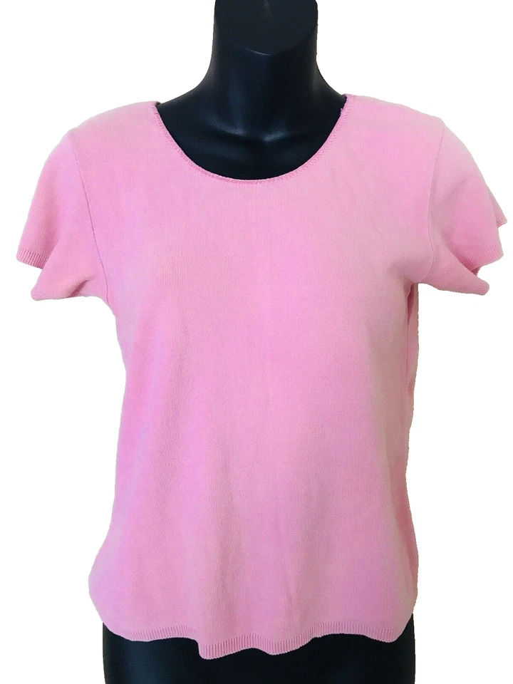 Camisa Top Tejida Ellemenno Mujer Talla M Mediana Rosa Manga Corta Algodón EE. UU. Foto 1 de 4