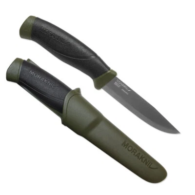 Morakniv Companion mit Edelstahlklinge, olive-schwarzem TPE-Griff und Scheide