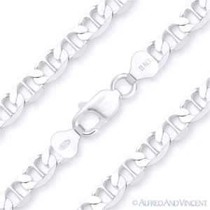 Solid .925 Italy Sterling Silver 9mm Marina Mariner Link Italian Chain Bracelet - Picture 1 of 2