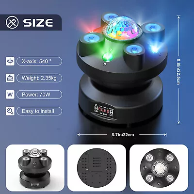 70W 9LED Moving Head Light Effect 4 in 1 RGBW DMX512 Strobe Disco Light for Show - Image 1 of 4