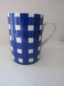 Vintage Eddie Bauer HOME Coffee Cup Tea Mug Blue and White Plaid  - Picture 1 of 8