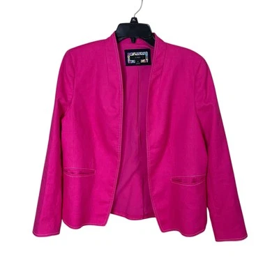 Chaqueta Blazer J.Crew Para Mujer Talla 14 Mezcla de Lino Elastizada Rosa Verano Oficina Foto 1 de 4