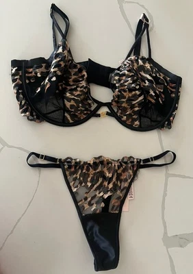 Victoria’s Secret Conjunto Demi Sujetador y Panty Muy Sexy Estampado Leopardo 38DDD/Grande Nuevo con Etiquetas Foto 1 de 4