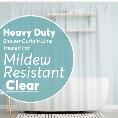 Revestimiento de cortina de ducha PEVA 72x72, ojales a prueba de óxido, pesos magnéticos, transparente Foto 1 de 4