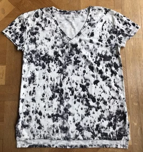 calvin klein jeans women Cotton Blend T’shirt V Neck Size XS/TP Black Mix - Picture 1 of 12