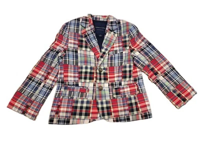 ¡¡Nuevo!! Blazer Janie And Jack Las Madras Patchwork Niños Talla 4 Foto 1 de 4