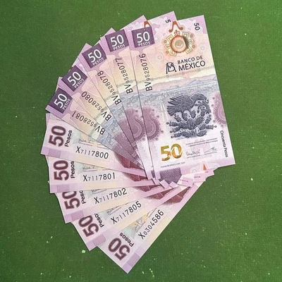 2017 & 2023 Mexico 50 pesos lot 10 banknotes polymer axolotl & Butterflies  UNC - Image 1 of 2