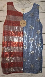 BiBi Sleeveless Tank Top Women's Sequin American Flag July 4th Sparkle Medium - Picture 1 of 14