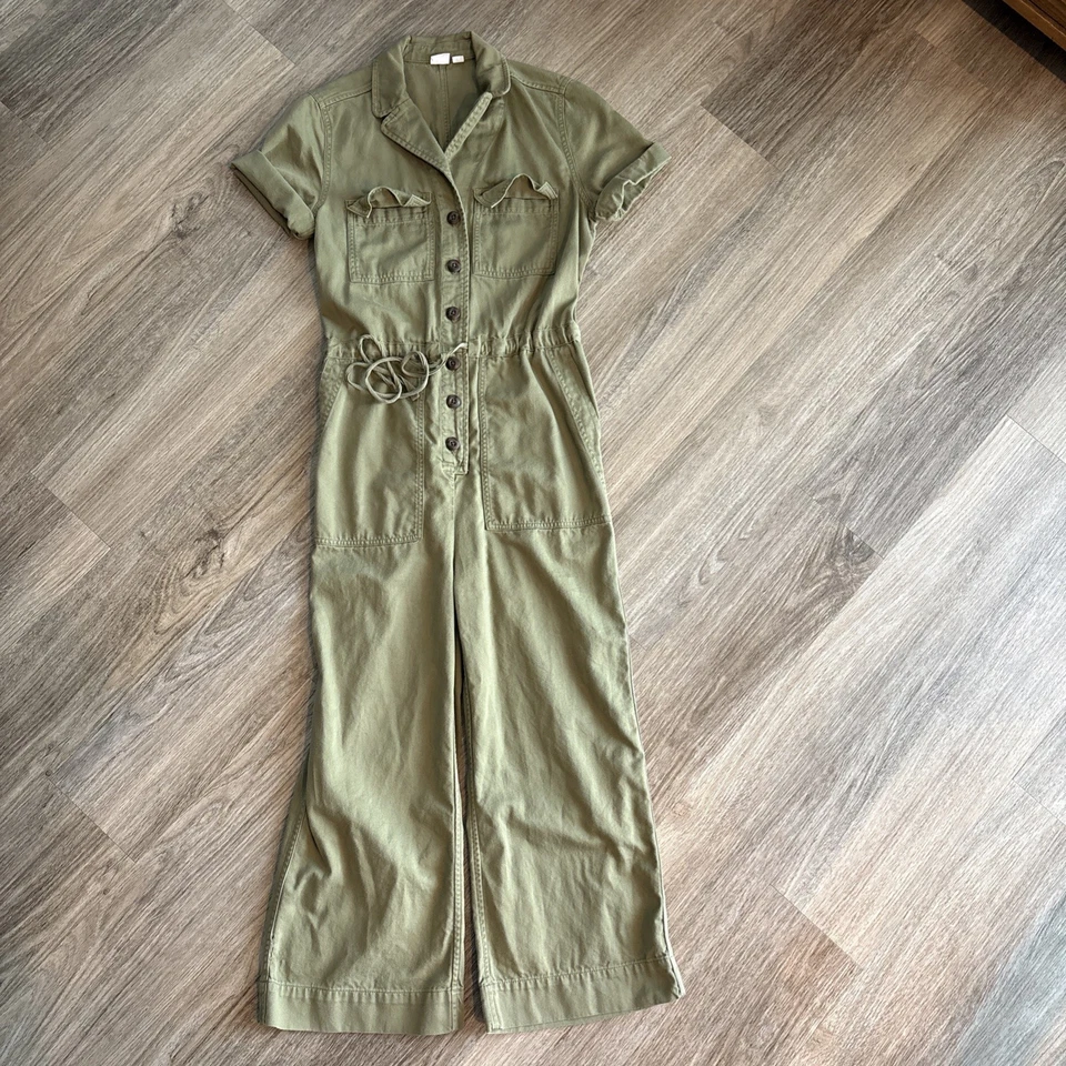 Women’s Gap Olive Green Utility Jumpsuit Size 00 With Pockets - Image 1 of 4