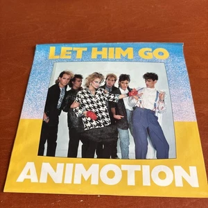 ANIMOTION Let Him Go PROMO SYNTH POP ROCK 45 7" Vinyl Record 1984 - Foto 1 di 6